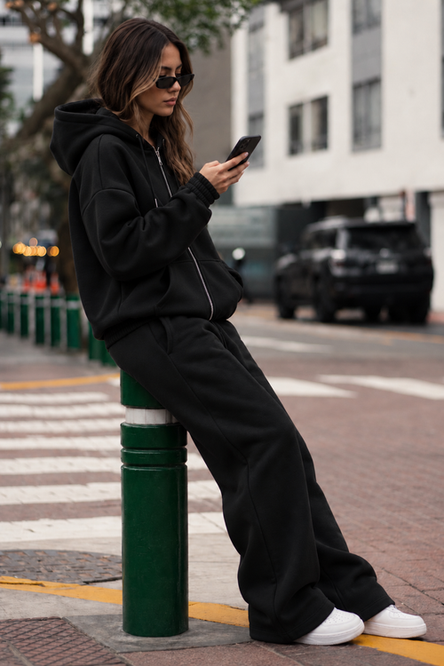 Jogger Wide Leg Negro 420 GSM