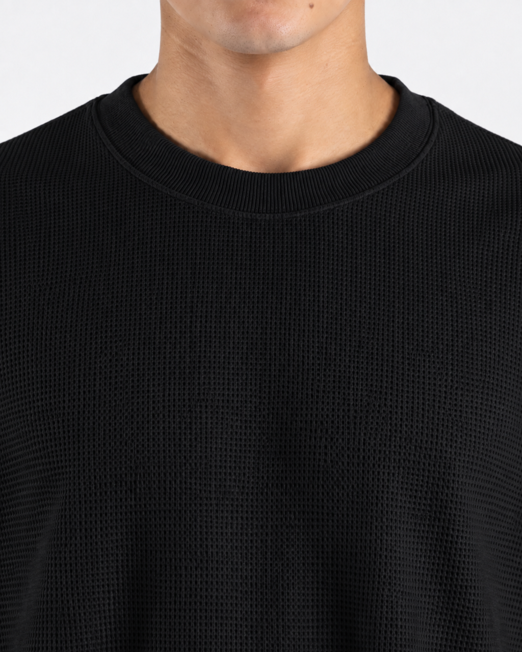 Waffle Long Sleeve Negro 220 GSM