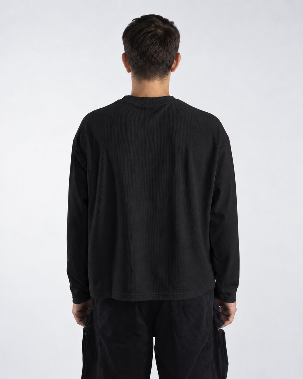 Waffle Long Sleeve Negro 220 GSM