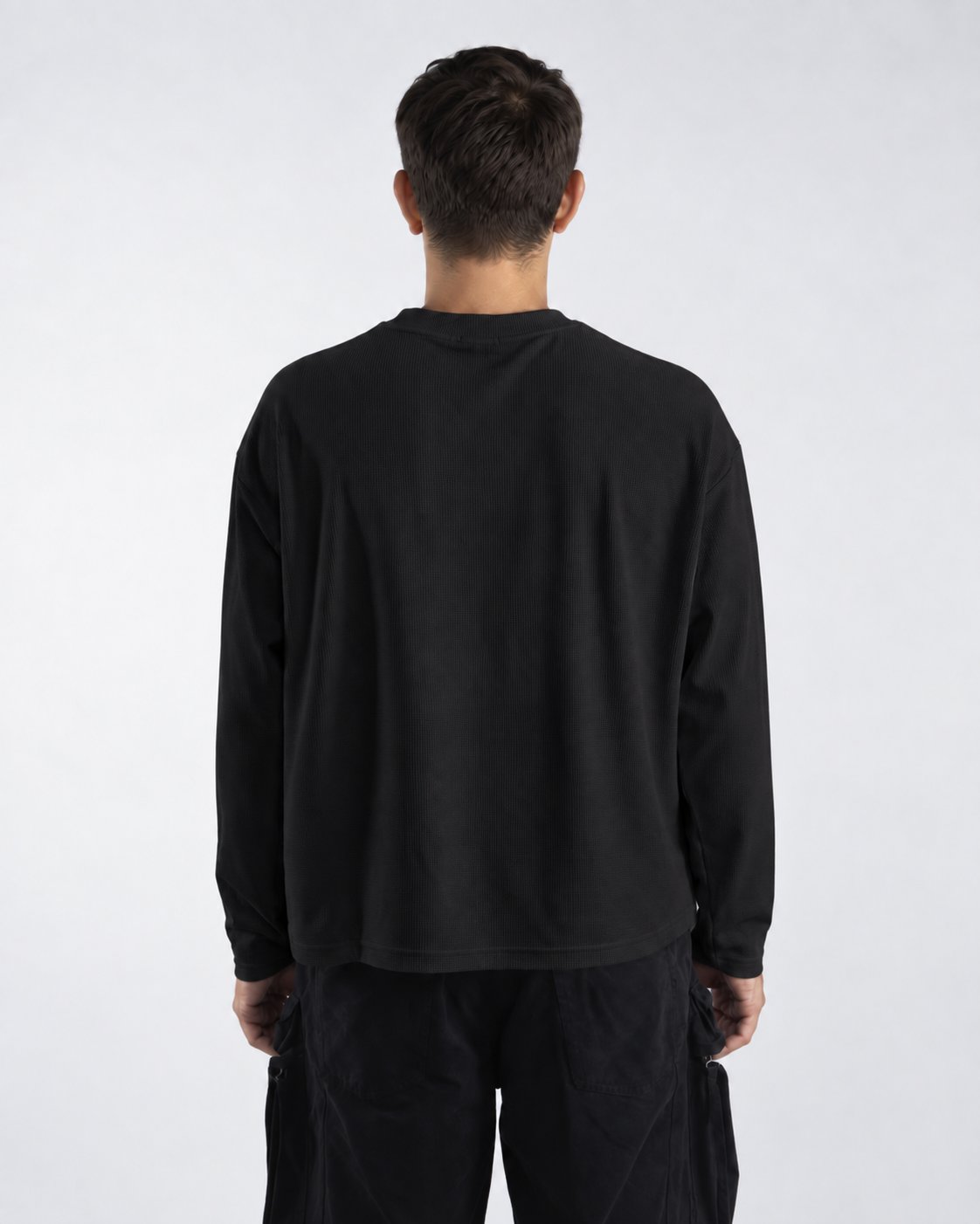 Waffle Long Sleeve Negro 220 GSM