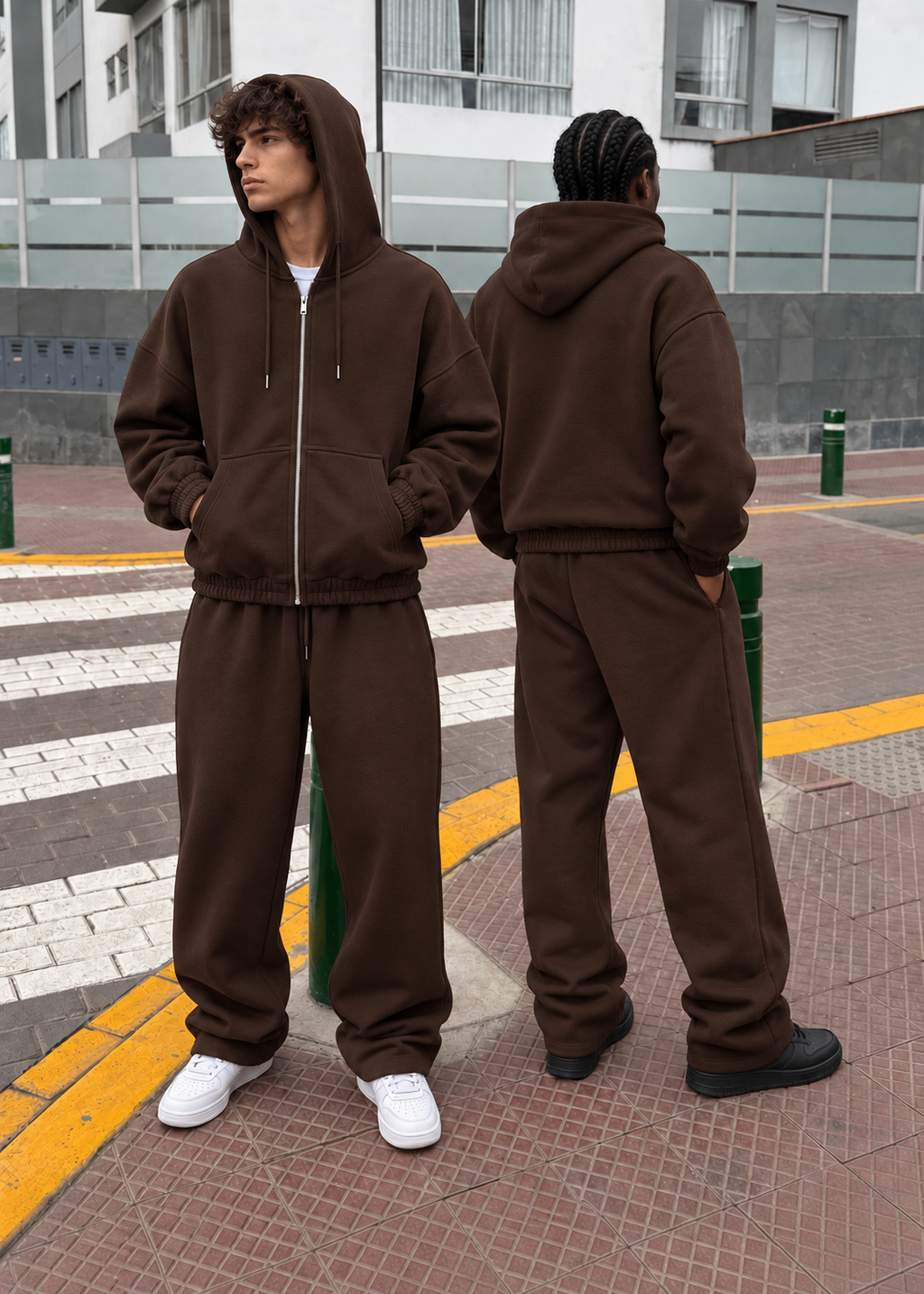 Jogger Wide Leg Café Chocolate 420 GSM lifestyle doble Saints Blanks