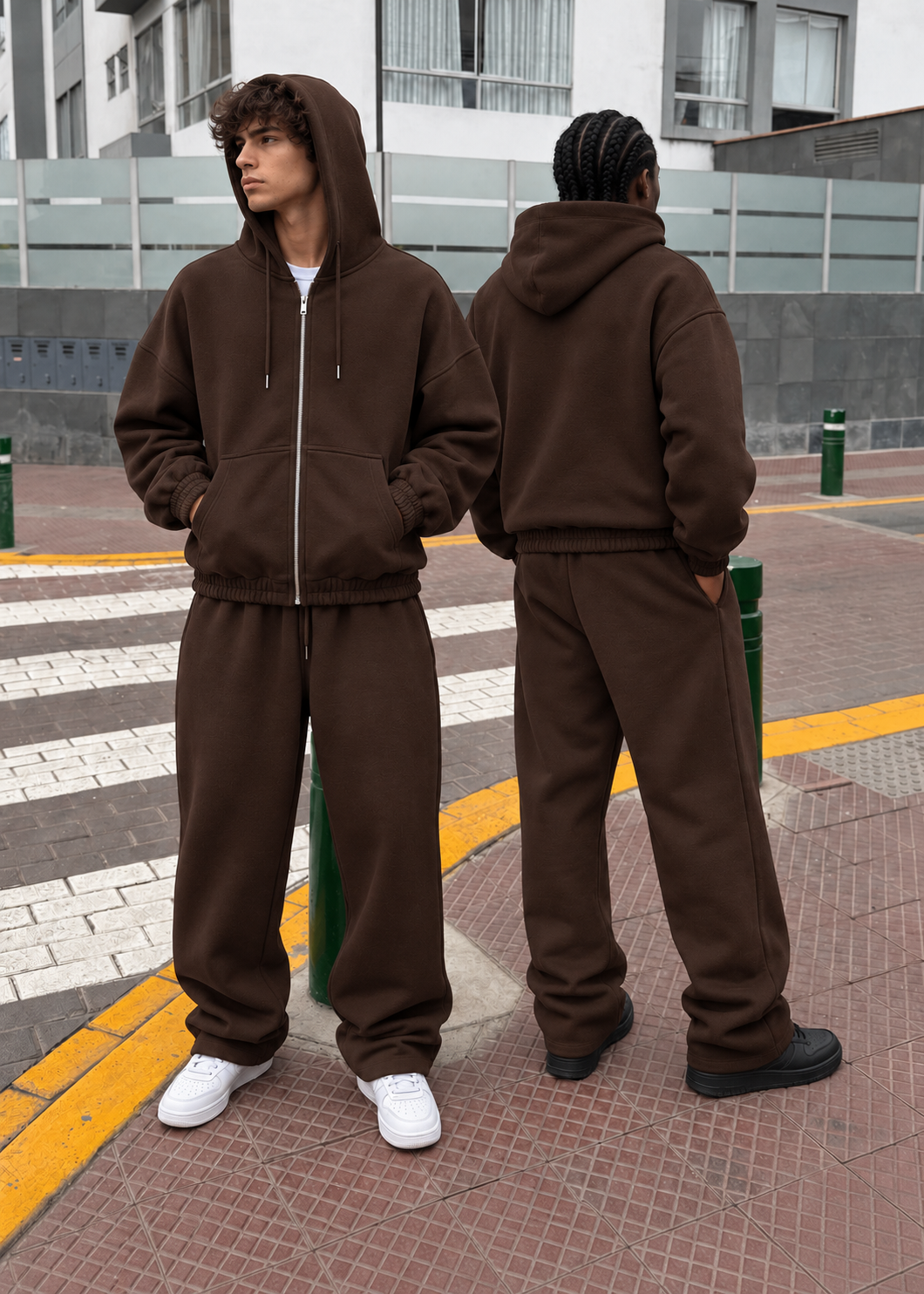 Jogger Wide Leg Café Chocolate 420 GSM lifestyle doble Saints Blanks