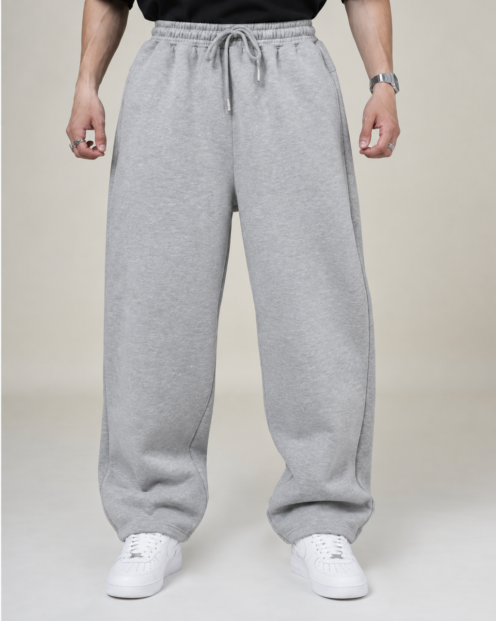 Jogger Wide Leg Gris Melange 420 GSM Saints Blanks